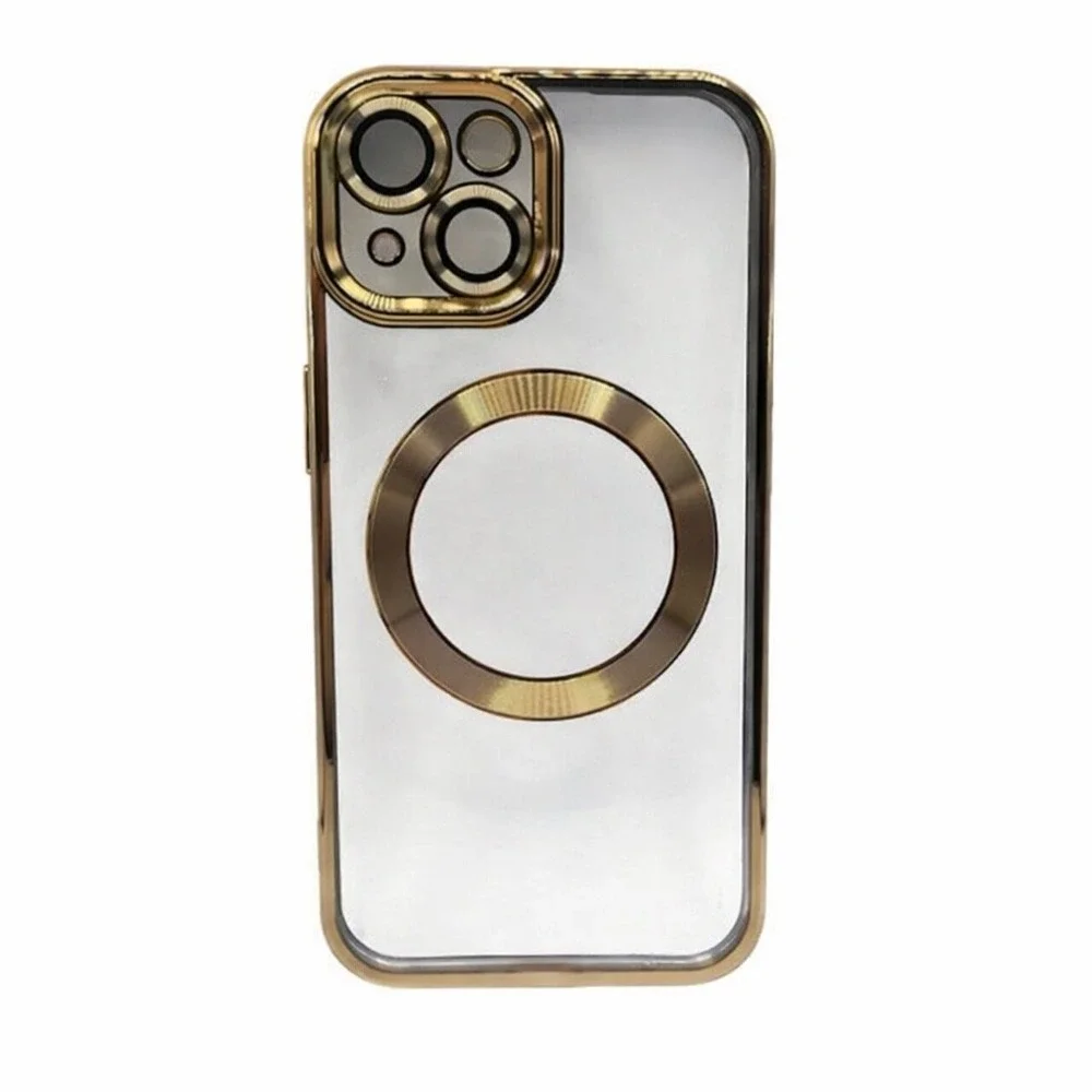 iPhone‎ 15 Clear Protective Case Gold Metallic Trim NEW